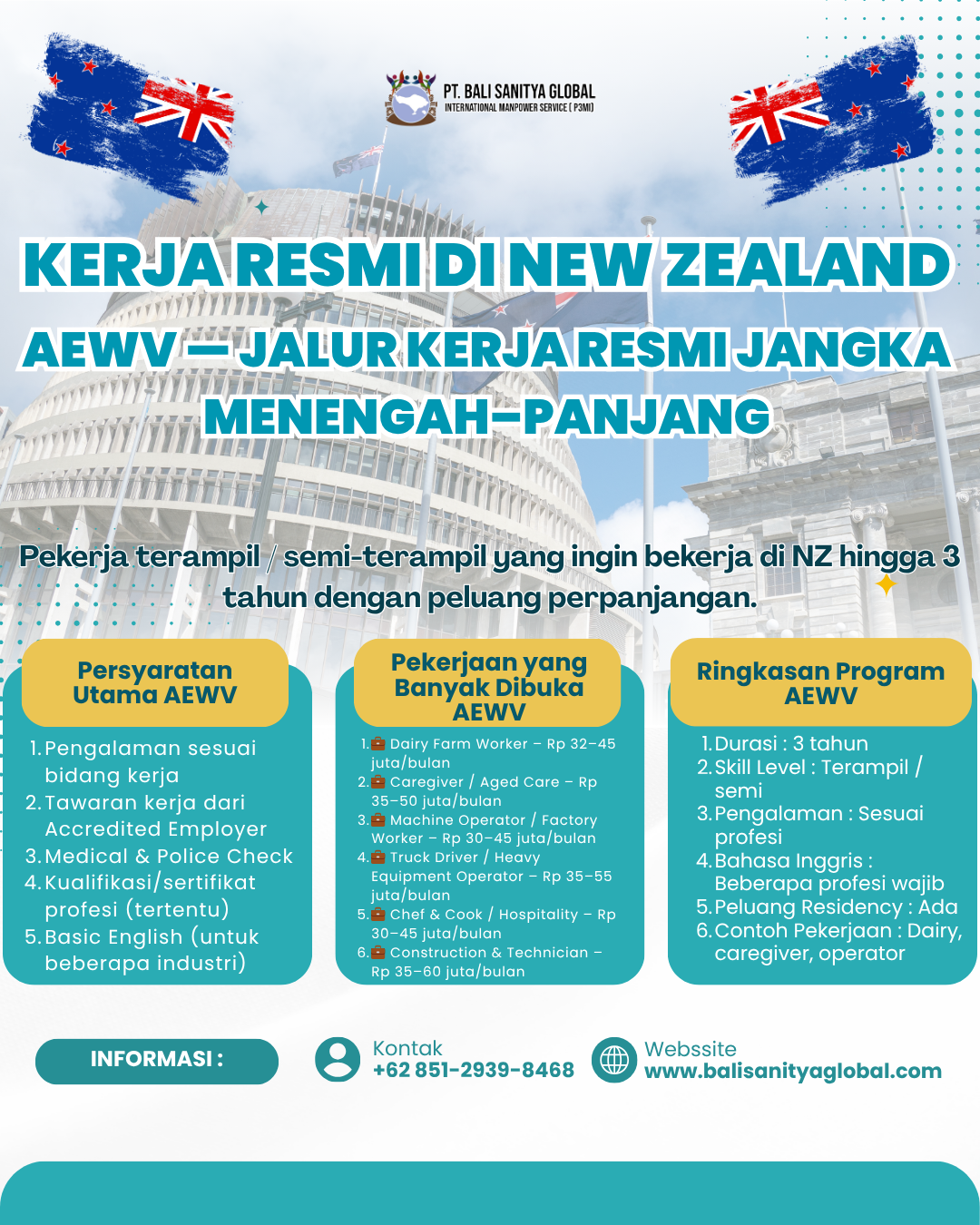 Kerja Resmi di New Zealand – AEWV (Accredited Employer Work Visa)