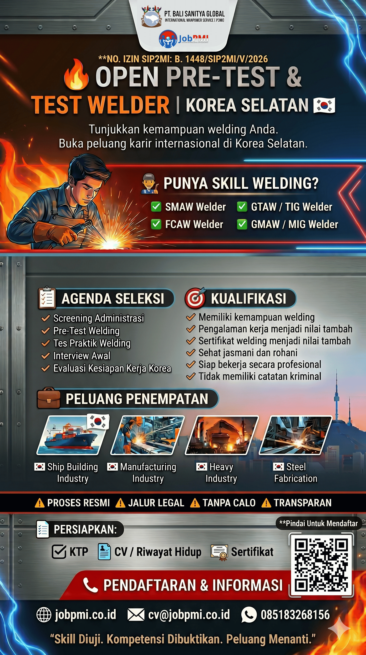 OPEN PRE-TEST & TEST WELDER KOREA SELATAN